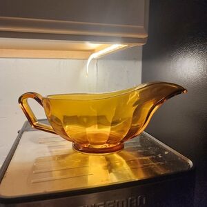 Amber Glass Gravy Boat